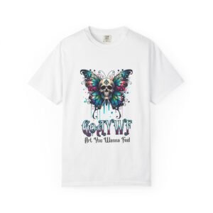 Brand Skull Butterfly T-Shirt - Bohemian Style Tee, Unisex Graphic Tee, Vintage-Inspired Shirt, Festival Wear, Gift for Music Lovers, LGBTQIA