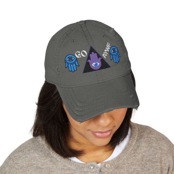 Trendy Distressed Unisex Hat | GO AYWF Embroidered Cap, Casual Fashion, Gift for Dads, Streetwear Accessory, Summer Style, Relaxed Fit Hat - Image 9