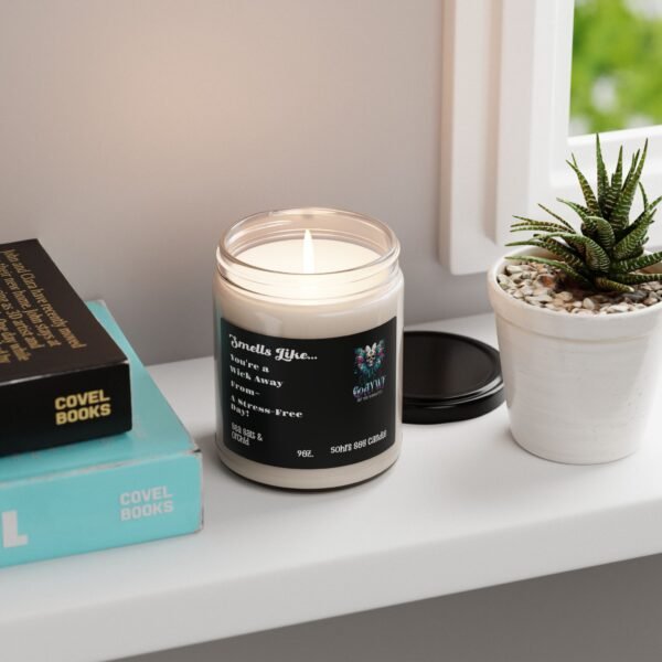 Sea Salt & Orchid scented soy organic candle, reusable glass jar, for him and her, relaxing long lasting, holiday and birthday, gift ideas - Image 4