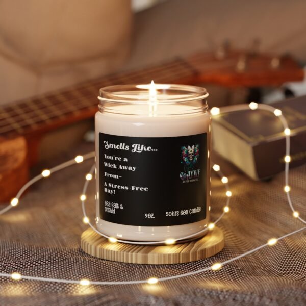 Sea Salt & Orchid scented soy organic candle, reusable glass jar, for him and her, relaxing long lasting, holiday and birthday, gift ideas - Image 3