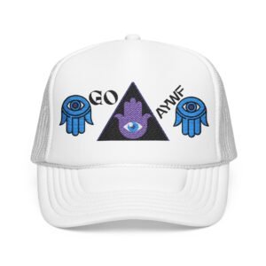 Embroidered Foam Trucker Hat with Eye Motif, Casual Style Hat, Beach Accessory, Gift for Him/Her, Summer Vibes, Festival Gear