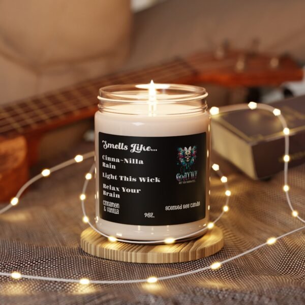 Cinnamon & Vanilla Scented Soy Candle, pun and/or funny quoted permanent label, Room Fragrance, relaxing, Home Décor, gift, birthdays, holidays - Image 3