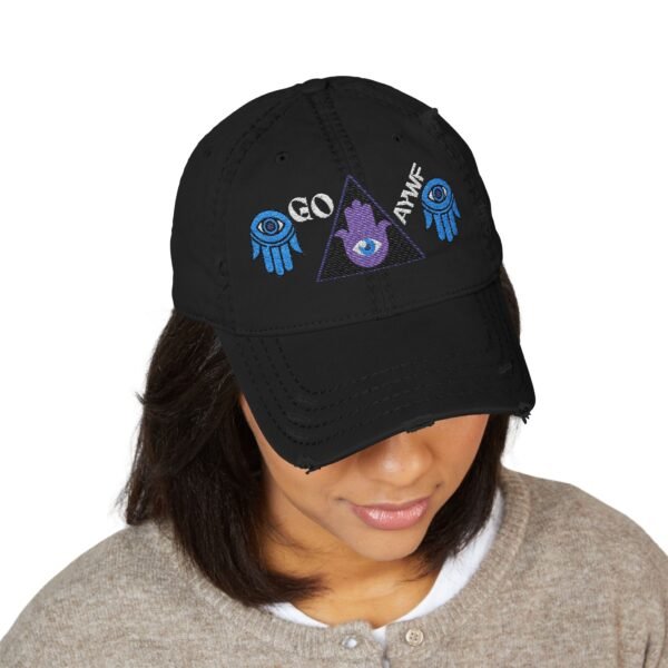 Trendy Distressed Unisex Hat | GO AYWF Embroidered Cap, Casual Fashion, Gift for Dads, Streetwear Accessory, Summer Style, Relaxed Fit Hat - Image 3