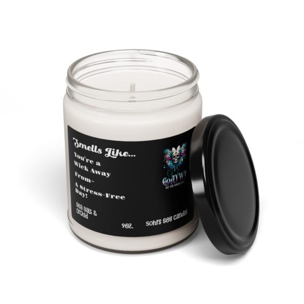 Sea Salt & Orchid scented soy organic candle, reusable glass jar, for him and her, relaxing long lasting, holiday and birthday, gift ideas - Image 2