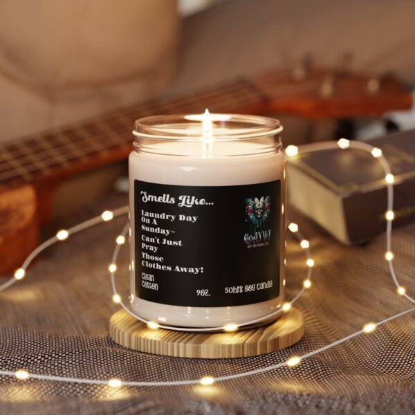 Clean Cotton scented soy organic candle, reusable glass jar, for him and her, relaxing long lasting, holiday and birthday, gift ideas - Image 3