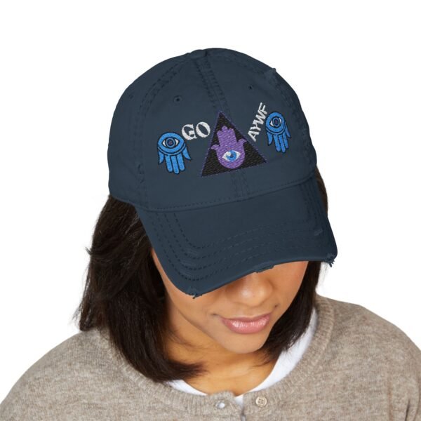 Trendy Distressed Unisex Hat | GO AYWF Embroidered Cap, Casual Fashion, Gift for Dads, Streetwear Accessory, Summer Style, Relaxed Fit Hat, LGBTQIA - Image 6