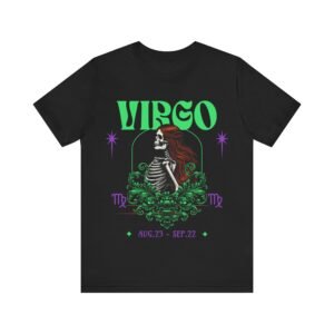Virgo Skeleton Graphic Tee | Unisex Astrology T-Shirt, Astrology Gift, Zodiac Shirt, Halloween Apparel, Birthday Gift