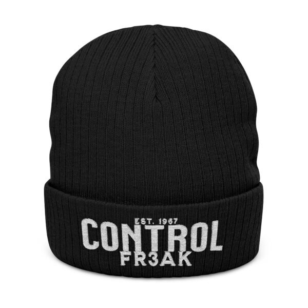 Embroidered Ribbed Beanie - casualwear, Control Freak Gift, Cold Weather Accessory, Trendy Streetwear, Unisex Beanie, LGBTQIA