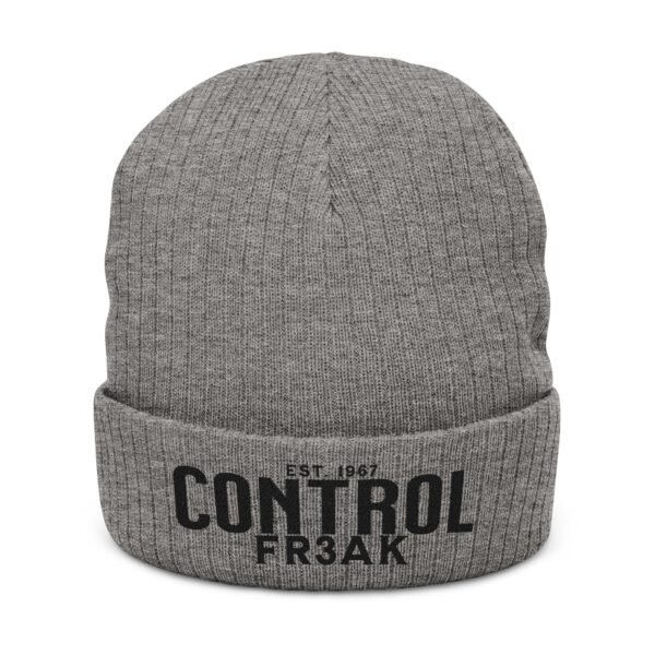 Embroidered Ribbed Beanie - casualwear, Control Freak Gift, Cold Weather Accessory, Trendy Streetwear, Unisex Beanie, LGBTQIA - Image 3