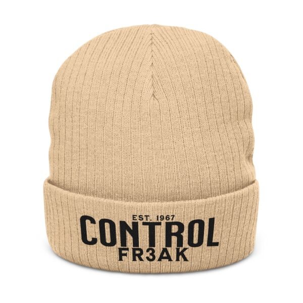 Embroidered Ribbed Beanie - casualwear, Control Freak Gift, Cold Weather Accessory, Trendy Streetwear, Unisex Beanie, LGBTQIA